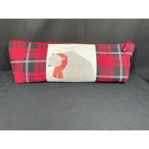 Handmade Christmas Plaid Satchel, Polar Bear and Moose, Holiday Bag Clutch Purse - Picture 1 of 6